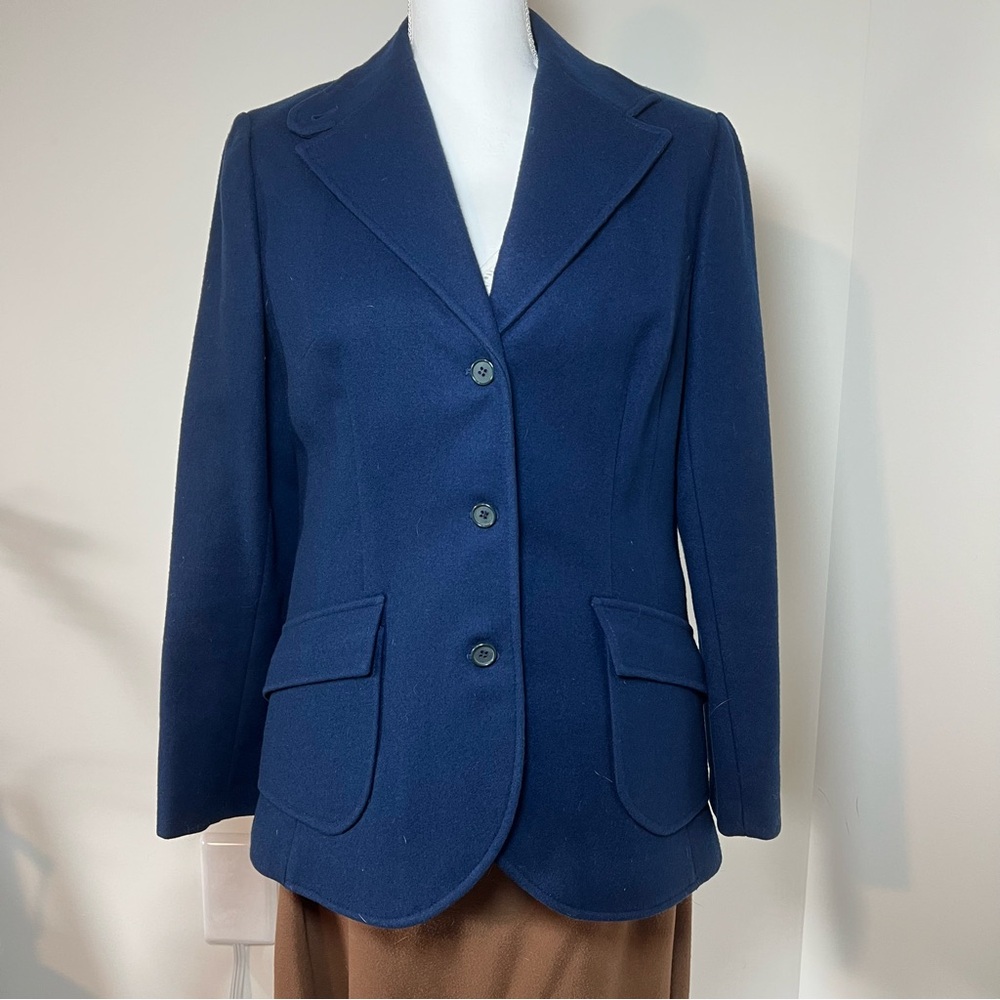 Pendleton Vintage 80s Dark Navy Blue 100% Virgin Wool Blazer Jacket 💙